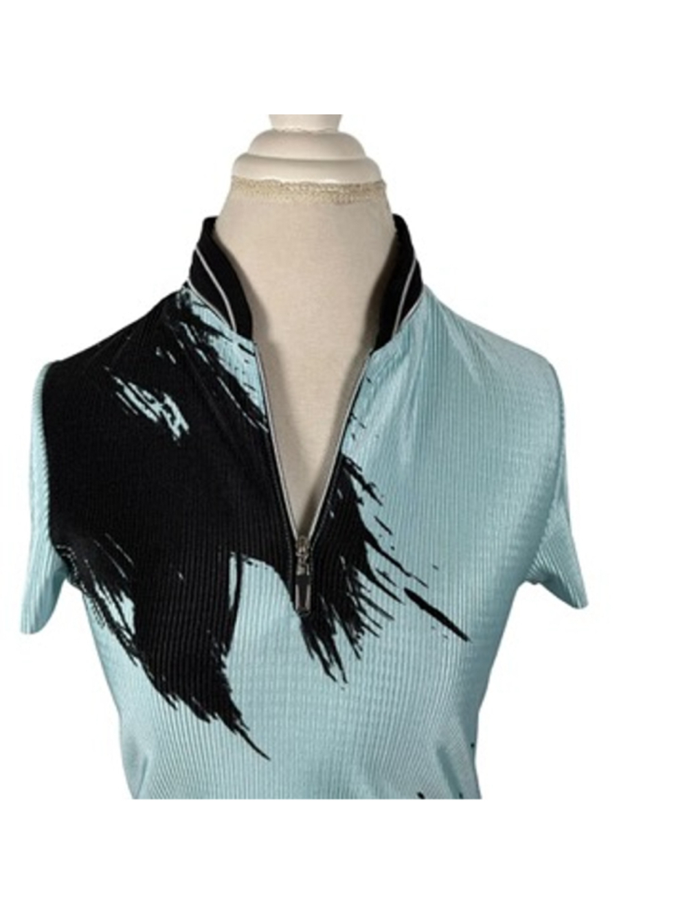 Jamie Sadock Golf Top Blue Rib Stretch Signature Short Sleeves 1/4 Zip Size M - Picture 5 of 11